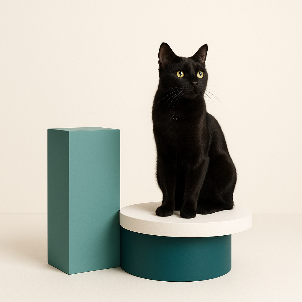 Pawfect Black cat sitting on a objects in Pawfect colours - Pawfect Litter