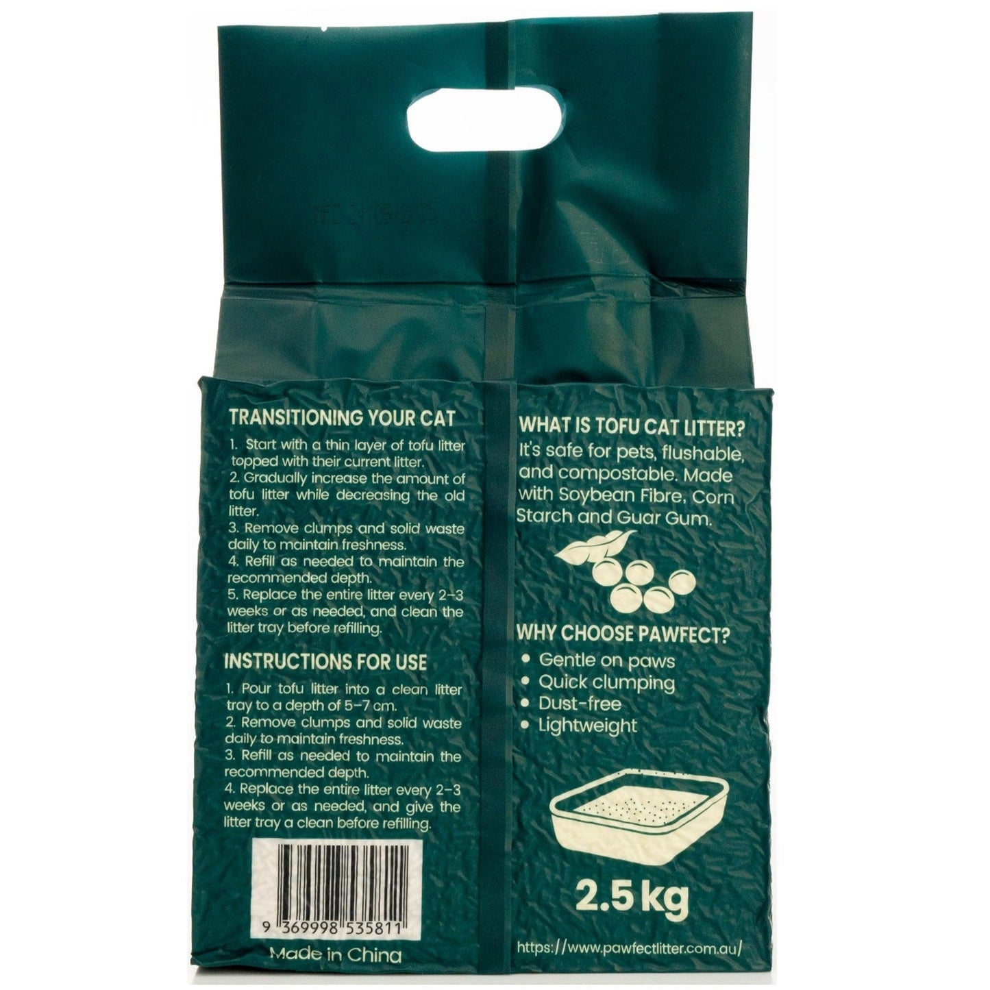 Tofu Cat Litter — 2.5 kg sample Bag - Pawfect Litter