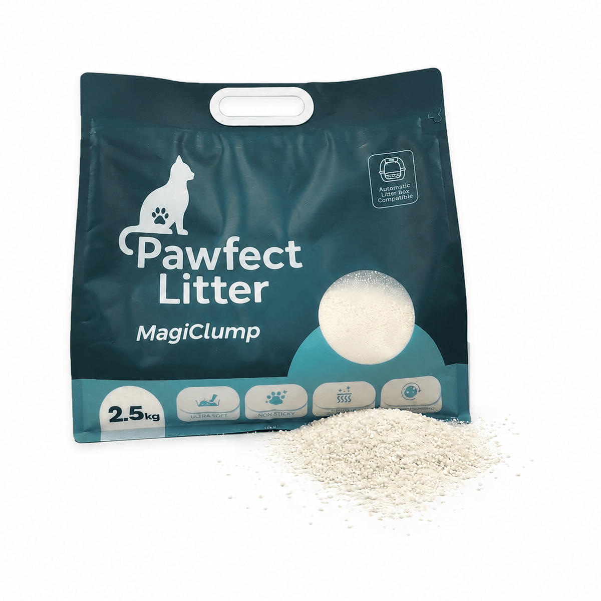 MagiClump Cassava Cat Litter 2.5kg Sample — Plant-Based, Auto Litter Box Compatible - Pawfect Litter